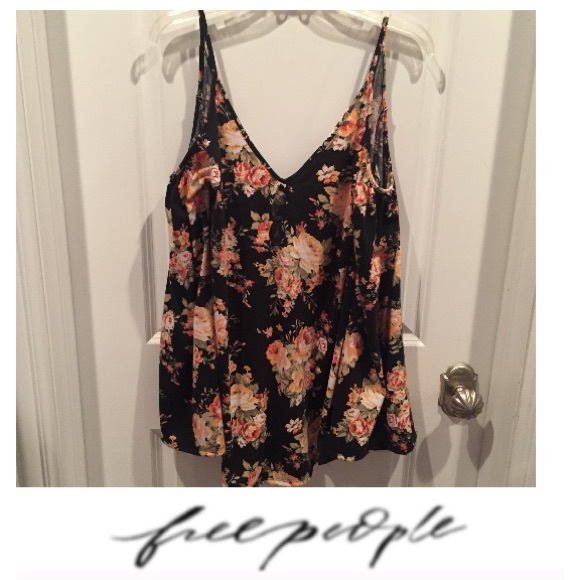 Free People Tops - Free People Black Floral Cold Shoulder Top